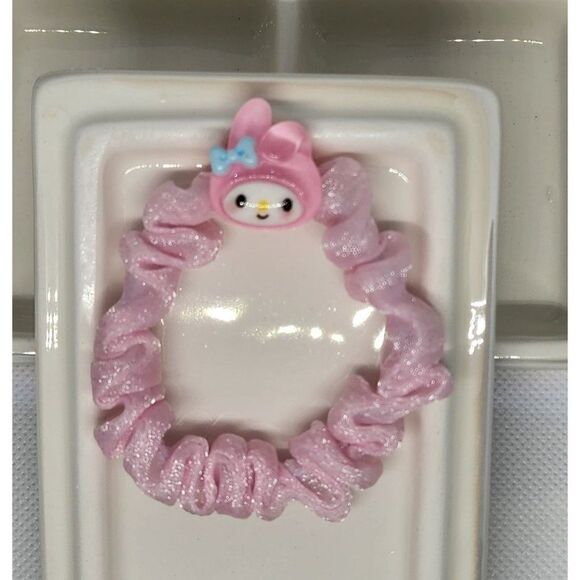 New! My Melody Shiny Gauzy Satin Stretch Hair Tie Ponytail Holder Scrunchy Adora - Picture 1 of 2